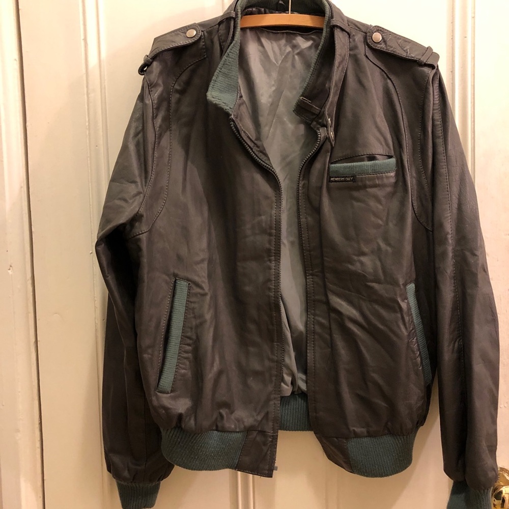 Vintage Gray Leather Members Only Jacket